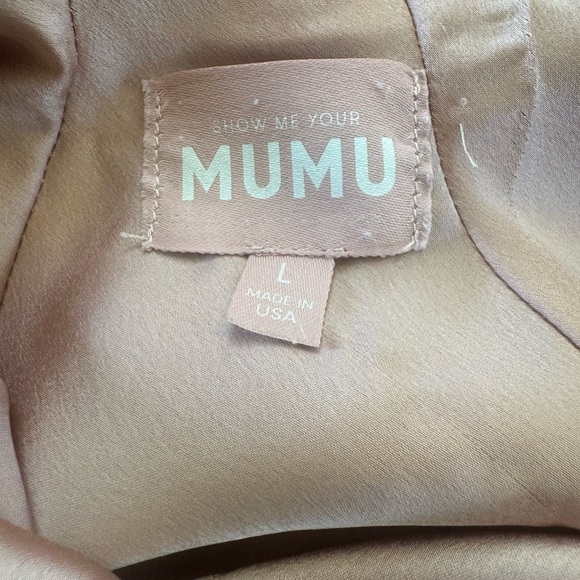 Show Me Your Mumu Champagne Halter Gown | Backless V-Neck Formal Maxi - Picture 5 of 7